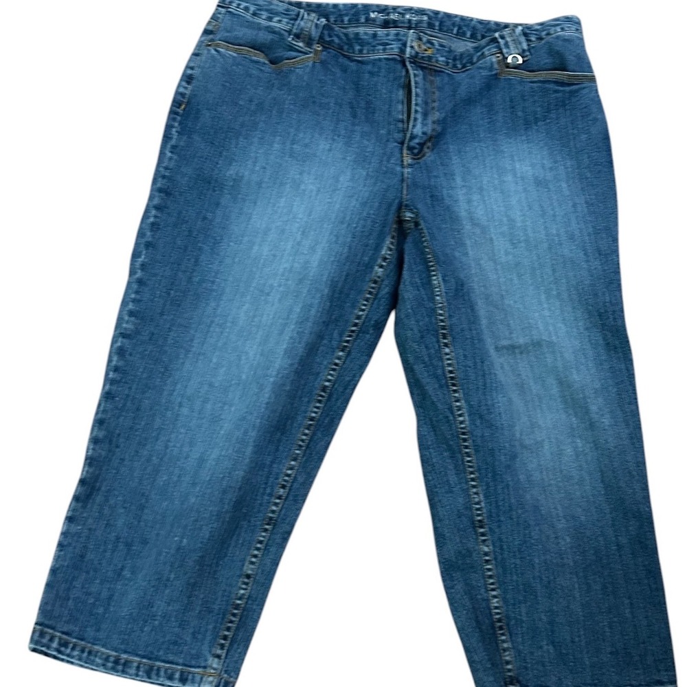 Michael Kors Womens Blue Denim Capri Jeans Medium Wash Plus Size 18W Cropped